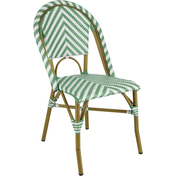 Chaise Paris d'extérieur synthétique PULSIVA; 46x56x89 cm (lxPxH); Assise vert/blanc, Structure brun; 2 pièce(s) / Lot