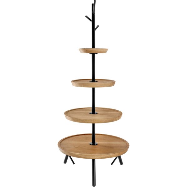 VEGA Etagere Cornu a quattro ripiani; 34.8x81.1 cm (ØxH); quercia/nero; rotonda