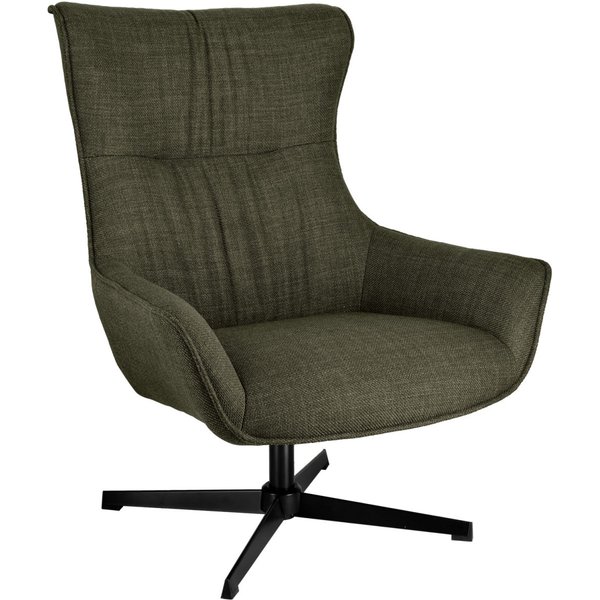 Poltrona con le orecchie Elvar VEGA; 85x85x101 cm (LxPxH); seduta verde melange, struttura nero