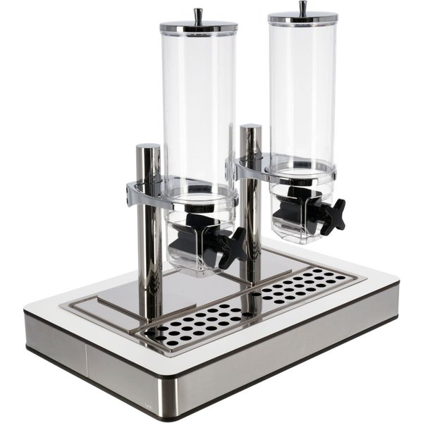 VEGA Dispenser cereali Fundale doppio, GN 1/1, 2x 4l; GN 1/1, 63x42.5x64.7 cm (LxLxH); acciaio inox/bianco/trasparente/argento; rettangolare