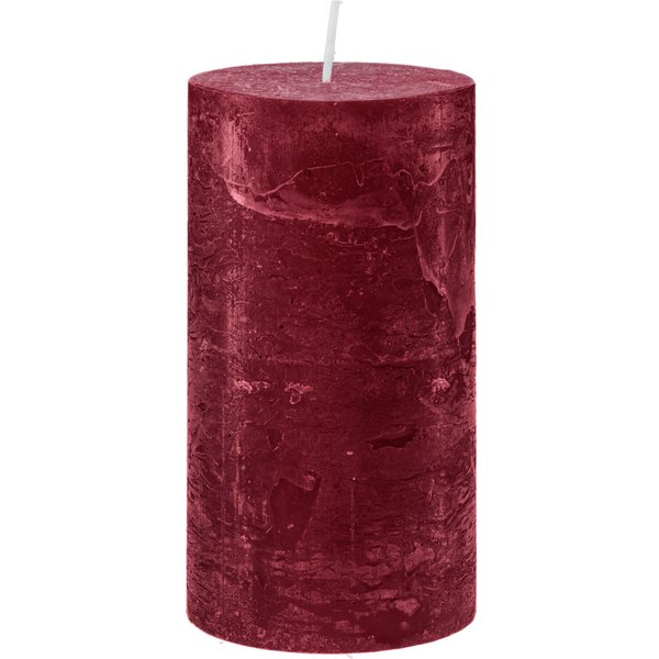 Candela cero rustica Garland Gala; 6.8x13 cm (ØxH); bordeaux; rotonda; 6 pz. / Pacco