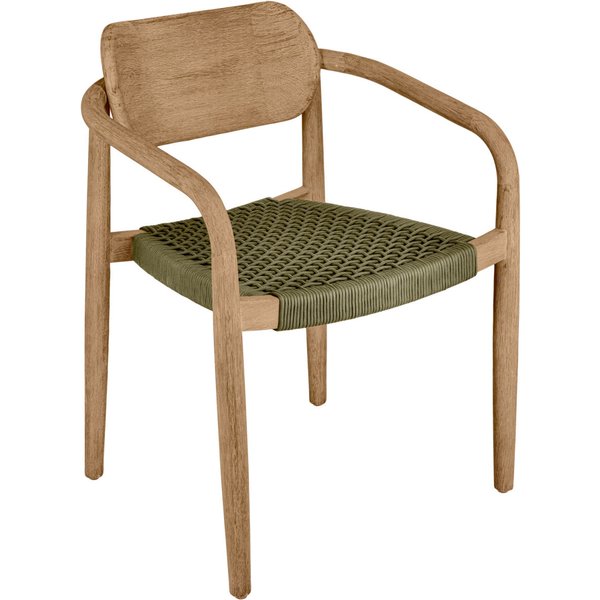 Sedia da esterno Mando VEGA; 56.5x50x76 cm (LxPxH); seduta verde oliva, struttura naturale; 2 pz. / Pacco