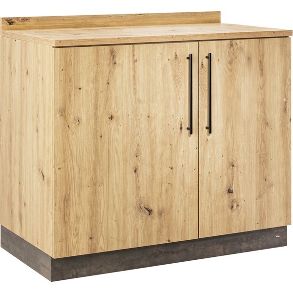 VEGA Banco cassa Baristo Basic con ante a battente; 110x61x99.5 cm (LxPxH); quercia selvatica, manico nero