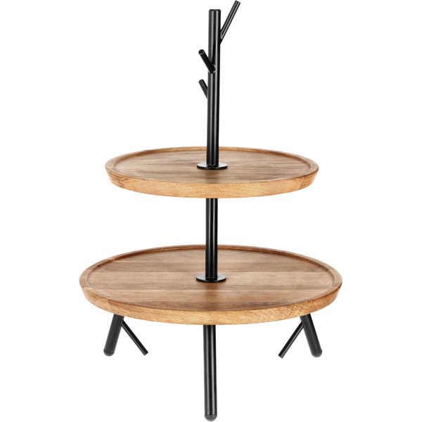 VEGA Etagere Cornu a due ripiani; 34.8x50.4 cm (ØxH); quercia/nero; rotonda