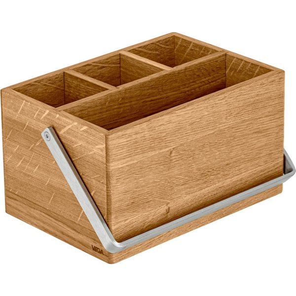 VEGA Portaposate da tavolo Esino con manico; 21.2x14.4x12 cm (LxLxH); quercia/argento