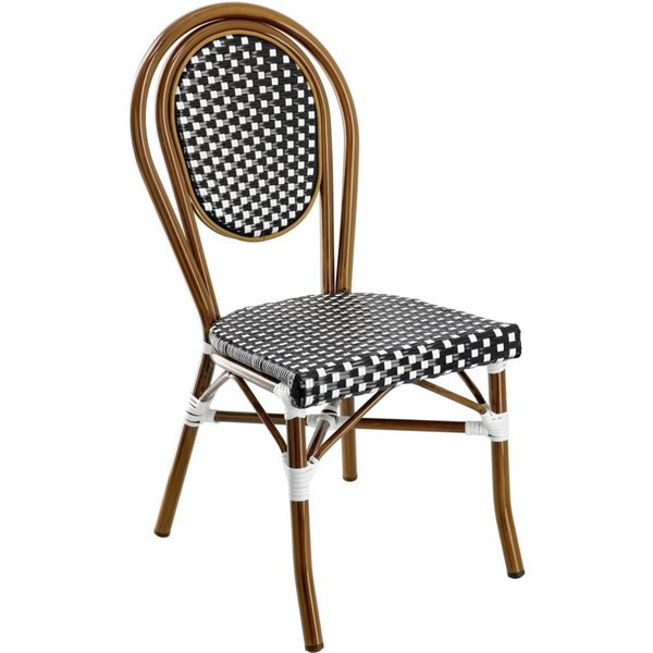 Chaise bistrot d'extérieur Glory PULSIVA; 60x43x89 cm (lxPxH); Assise noir/blanc, Structure brun; 2 pièce(s) / Lot