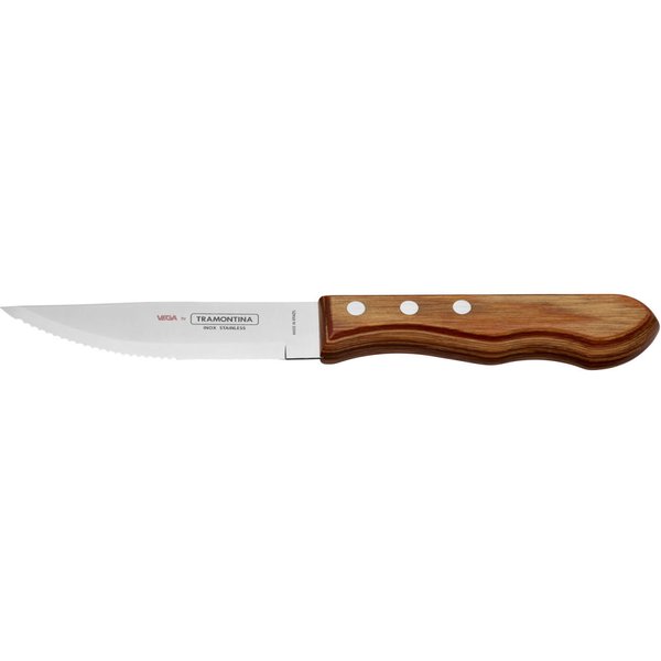 12x VEGA Coltello per bistecca e pizza Picanha; 25 cm (L); argento, manico marrone chiaro; 12 pz. / Pacco
