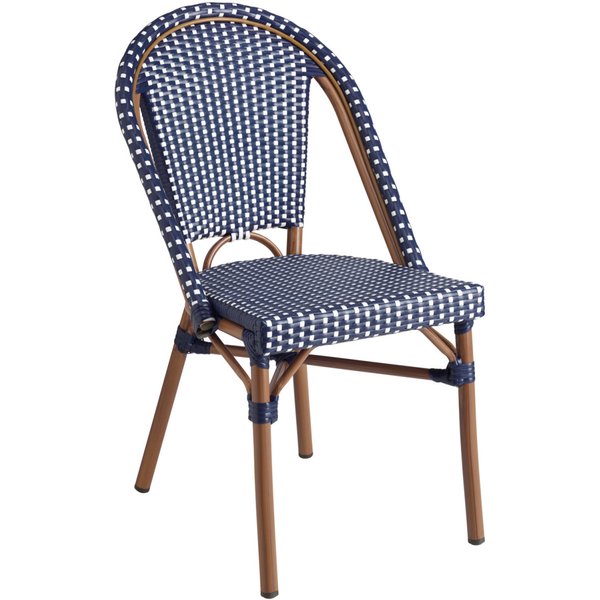 2x VEGA Sedia bistrot da esterno Astoria; 46x53x87.5 cm (LxPxH); seduta blu/bianco, struttura marrone; 2 pz. / Pacco