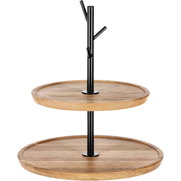 VEGA Présentoir Cornu 2 étages, sans pieds; 34.8x32 cm (ØxH); chêne/noir; rond(e)