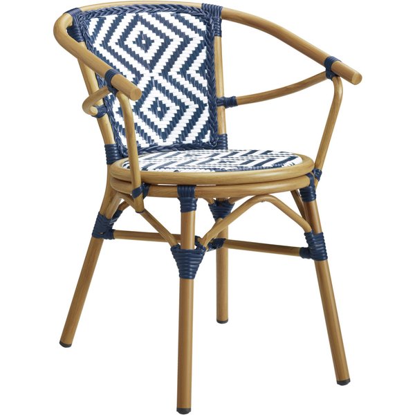 2x VEGA Sedia bistrot da esterno Estilo; 59x63x76 cm (LxPxH); seduta blu, struttura marrone; 2 pz. / Pacco