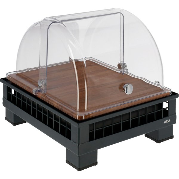 VEGA Set fraîcheur Portland bas, GN 1/2, bois; GN 1/2, 35.2x29x29.9 cm (LxlxH); anthracite/transparent/hêtre; rectangulaire