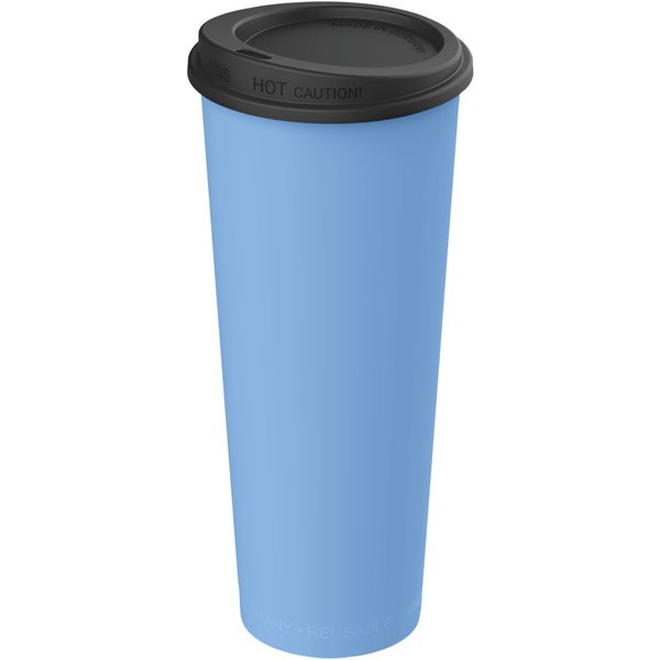 Gobelet réutilisable Michigan avec couvercle elasto REuse; 500 ml, 7.9x18 cm (ØxH); bleu/noir; 25 pièce(s) / Lot