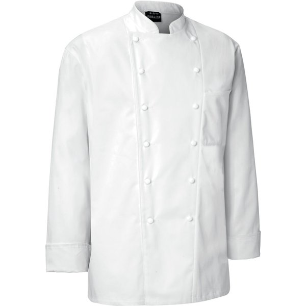 JOBELINE Giacca da cuoco Premium Chef maniche lunghe bottoni in tessuto; Taglia 62; bianco