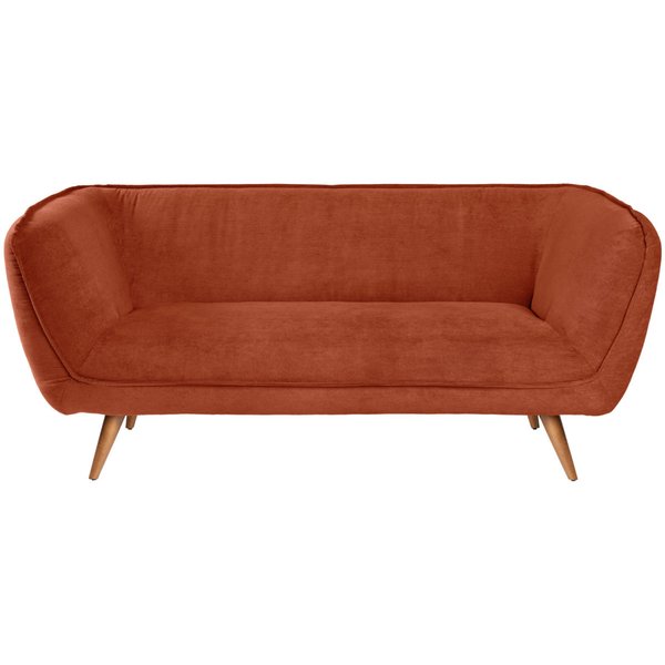 Canapé Kelso velours côtelé, 3 places VEGA; 183x88x76 cm (lxPxH); Assise terracotta, Structure hêtre