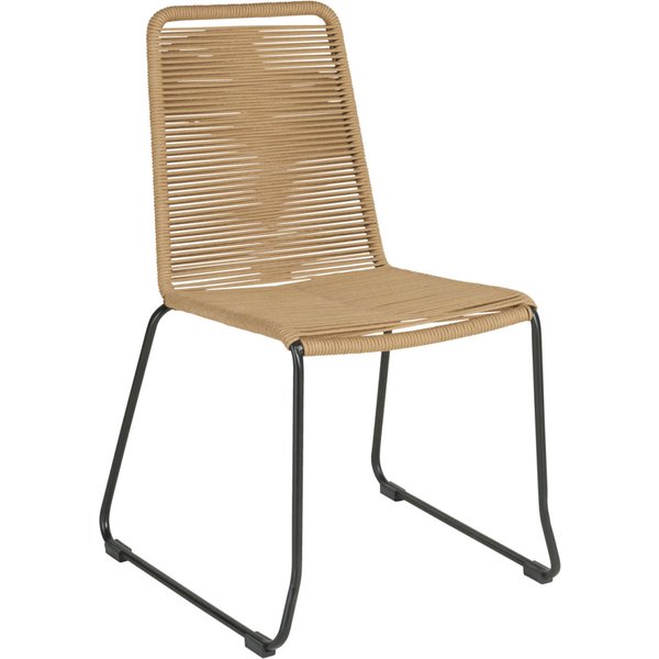 4x VEGA Chaise empilable d'extérieur Filea sans accoudoirs; 58x56x87 cm (lxPxH); Assise beige, Structure noir; 4 pièce(s) / Lot