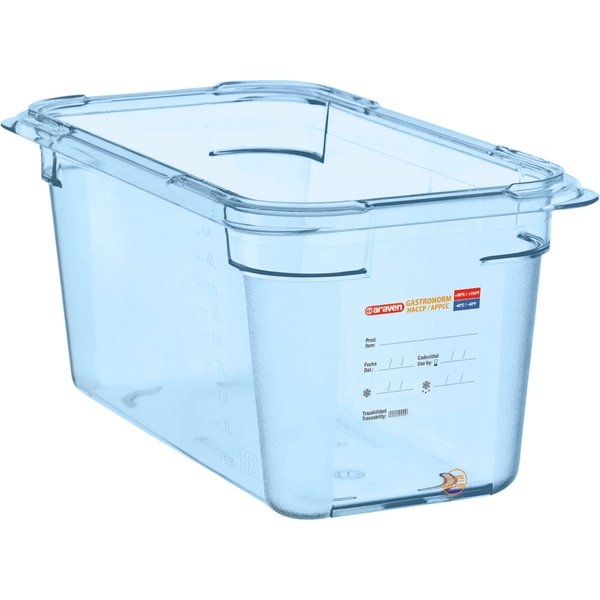 Contenitore per alimenti GN 1/3 in ABS Araven; GN 1/3, 5.4 l, 32.5x17.6x15 cm (LxLxP); blu