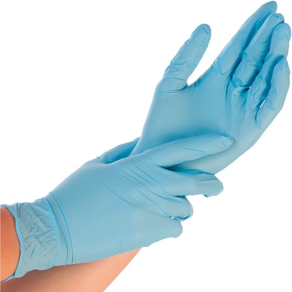 Gants Nitril Safe Light Hygostar; Taille L; bleu; 100 pièce(s) / Lot