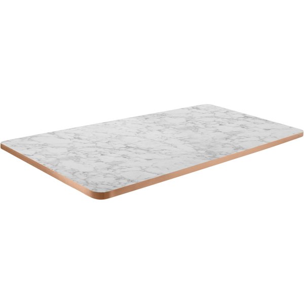 VEGA Piano per tavolo Marvani rettangolare; 120x80x2.5 cm (LxLxH); rame/bianco/marmorizzato; rettangolare