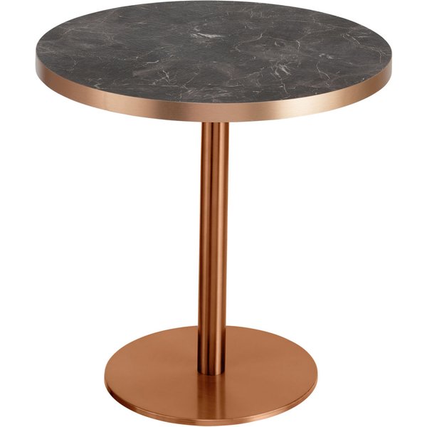 Table basse Marvani piètement en acier inoxydable cuivré VEGA; 46.5x50 cm (HxØ); Plateau cuivré/marbré/noir, Structure cuivré; rond(e)