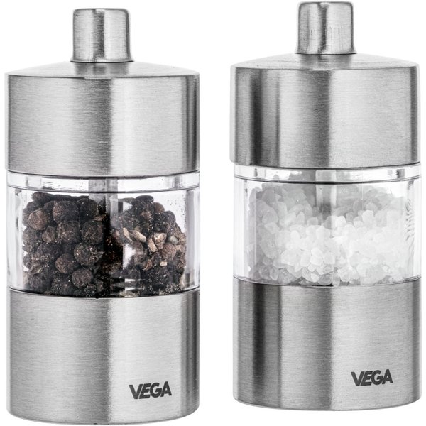 VEGA Set macinasale e macinapepe Moreno; 4x8.5 cm (ØxH); argento