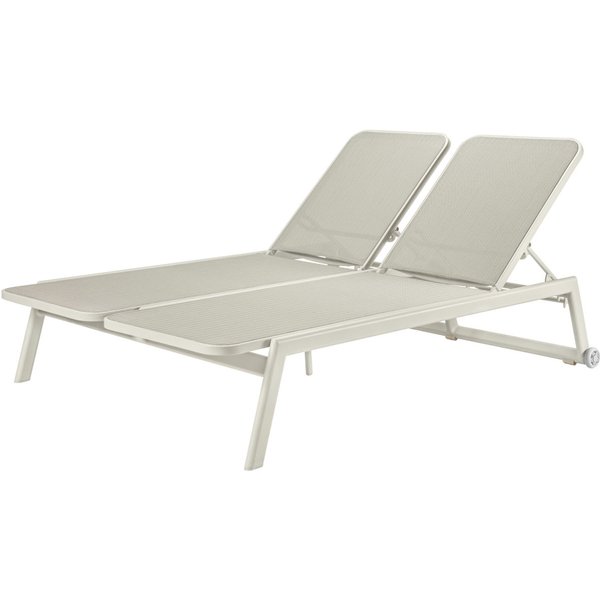 Chaise longue double Solaro VEGA; 192x129x35 cm (LxlxH); Assise beige, Structure beige