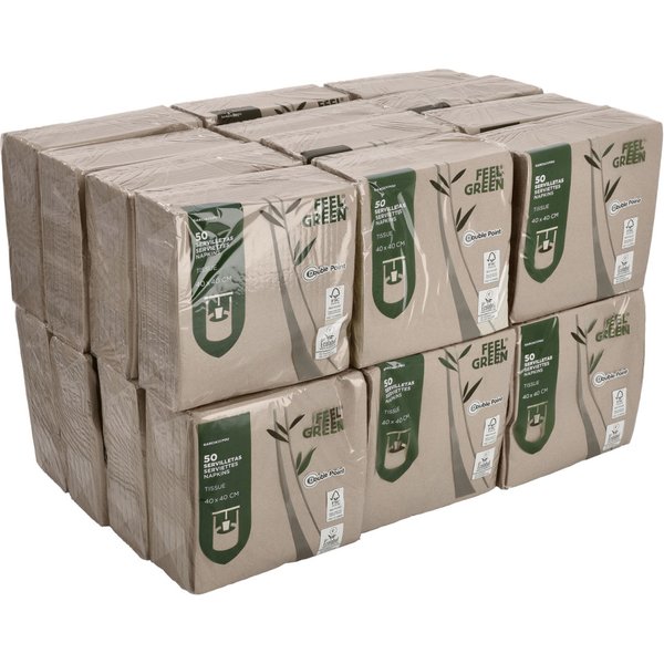 Pack avantage serviette de table Ecolabel pliage 1/4 GARCIA DE POU; 39x39 cm (lxL); naturel; 1200 pièce(s) / Lot