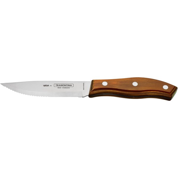 6x VEGA Couteau à steak/pizza Jumbo Picanha à lame pleine; 24 cm (L); argenté, Poignée brun clair; 6 pièce(s) / Lot