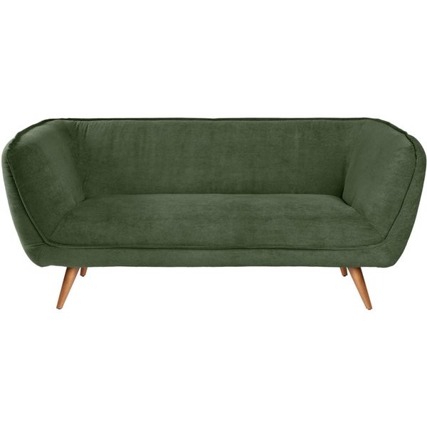 Canapé Kelso velours côtelé, 3 places VEGA; 183x88x76 cm (lxPxH); Assise vert, Structure hêtre