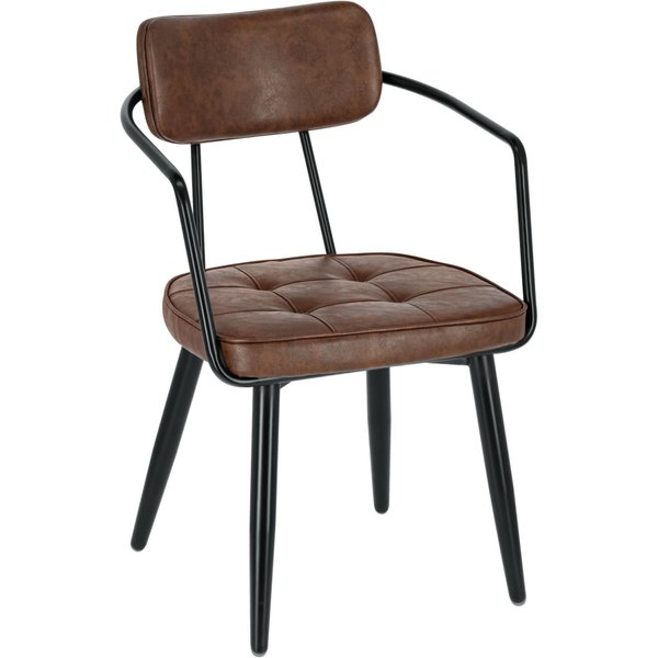 Sedia con braccioli Casto VEGA; 54x59x81 cm (LxPxH); seduta marrone, struttura nero; 2 pz. / Pacco