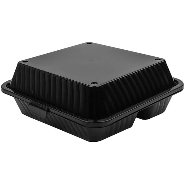 12x Contacto Boîte repas réutilisable Eco-Takeout 3 compartiments; 23x23x9 cm (LxlxH); noir; carré(e); 12 pièce(s) / Lot