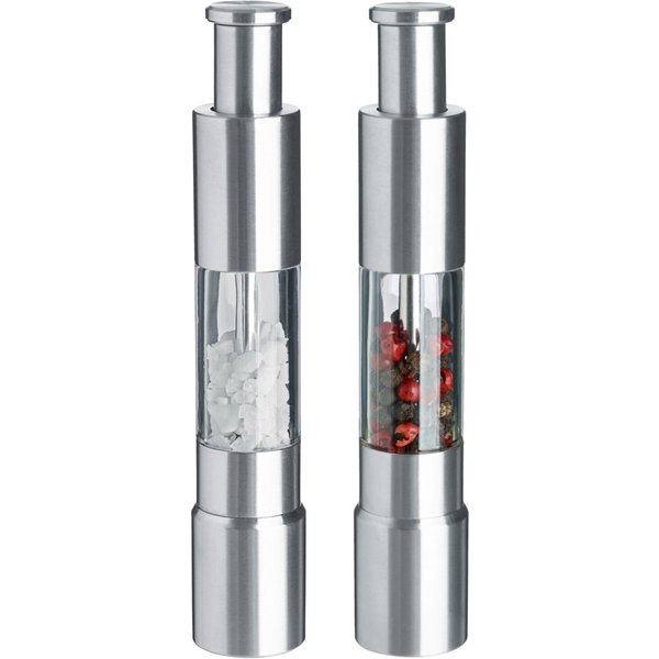 VEGA Set macinapepe e macinasale Botto; 2.7x15.5 cm (ØxH); argento/trasparente