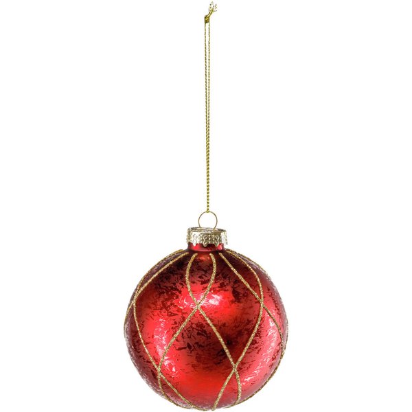 6x Palline di natale in vetro oro o rosse Takara; 8 cm (Ø); rosso/oro; 6 pz. / Pacco
