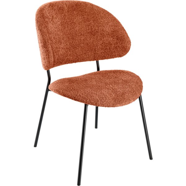 VEGA Chaise rembourrée Lindo tissu bouclette; 55x65x85 cm (lxPxH); Assise terracotta, Structure noir
