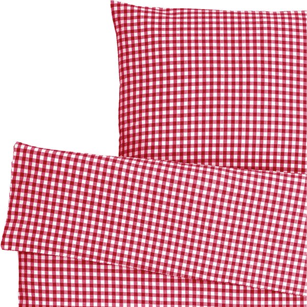 ERWIN M. Parure de lit Tux seersucker; 135x200 cm (lxL), 80x80 cm (Lxl); rouge