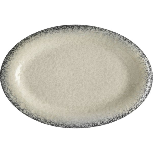 4x VEGA Assiette/plat Nagoya ovale; 25x17x3 cm (LxlxH); blanc/gris; 4 pièce(s) / Lot