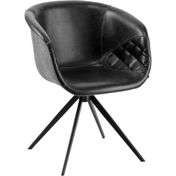 VEGA Sedia con braccioli Yankee; 61x60x80 cm (LxPxH); seduta nero/grigio chiaro, struttura nero