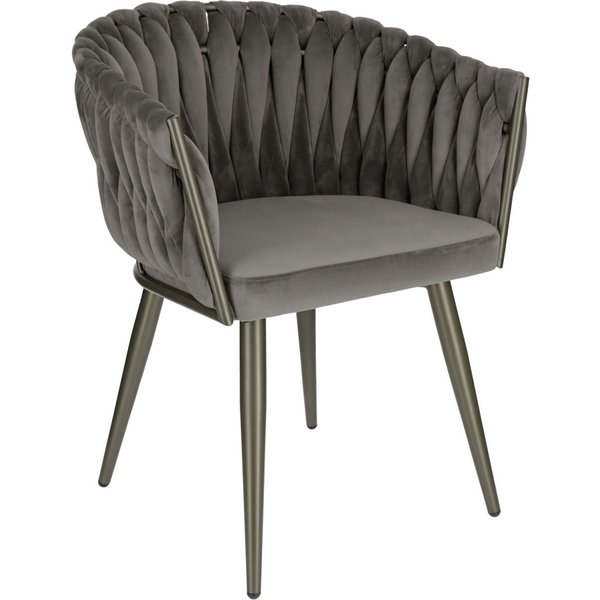 VEGA Chaise avec accoudoirs Wave velours; 47x48x77 cm (lxPxH); Assise gris, Structure gris