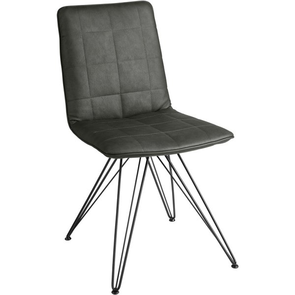 Sedia Milaria in similpelle, pacco da 2 VEGA; 60x51x88.5 cm (LxPxH); seduta antracite, struttura nero; 2 set / Pacco