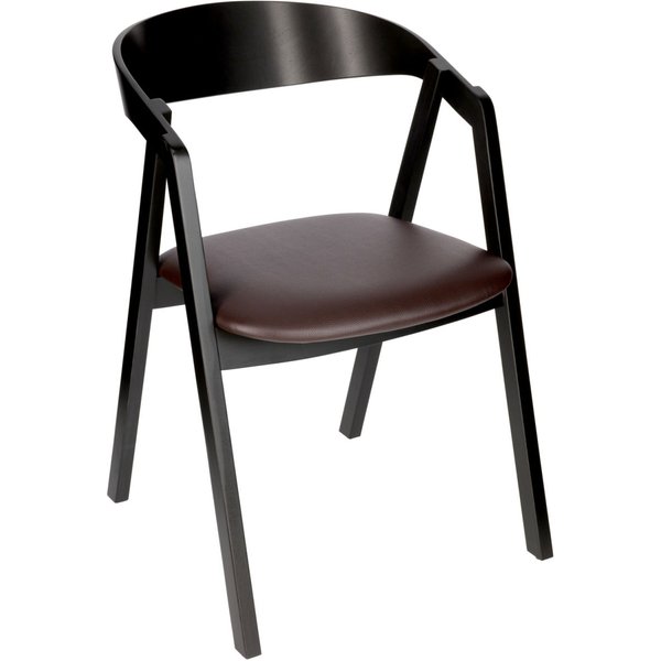 Chaise empilable Calma hêtre laqué noir et similicuir VEGA; 54x53x79 cm (lxPxH); Assise brun, Structure noir; 2 pièce(s) / Lot