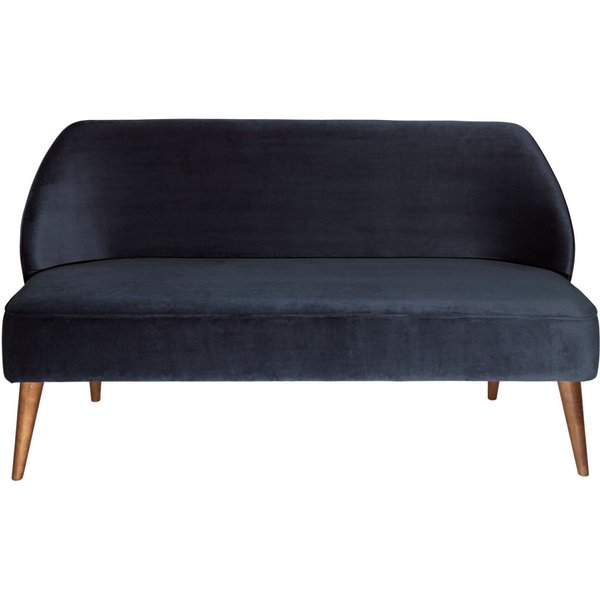 Canapé Velluto velours VEGA; 155x60x82 cm (lxPxH); Assise bleu foncé