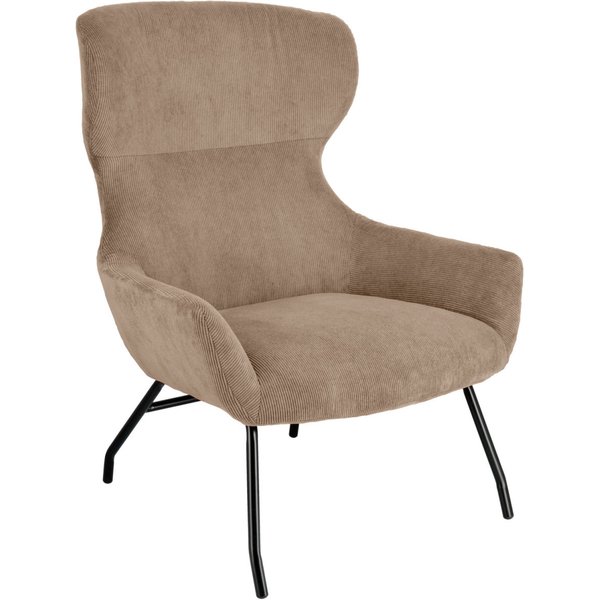 VEGA Fauteuil à oreilles Malin; 75x77x103 cm (lxPxH); Assise taupe, Structure noir