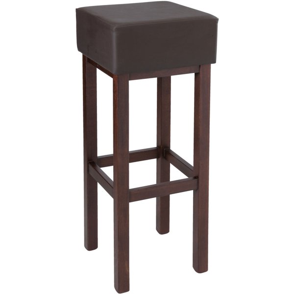 Tabouret de bar Woody assise rembourrée PULSIVA; 35x35x83 cm (lxPxH); Assise brun foncé, Structure brun foncé; 2 pièce(s) / Lot