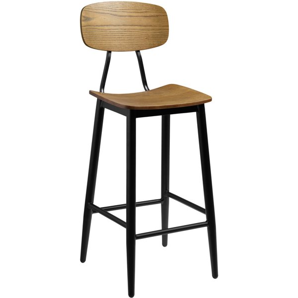 Chaise de bar Scola VEGA; 44.5x51x115 cm (lxPxH); Assise chêne vieilli, Structure noir; 2 pièce(s) / Lot