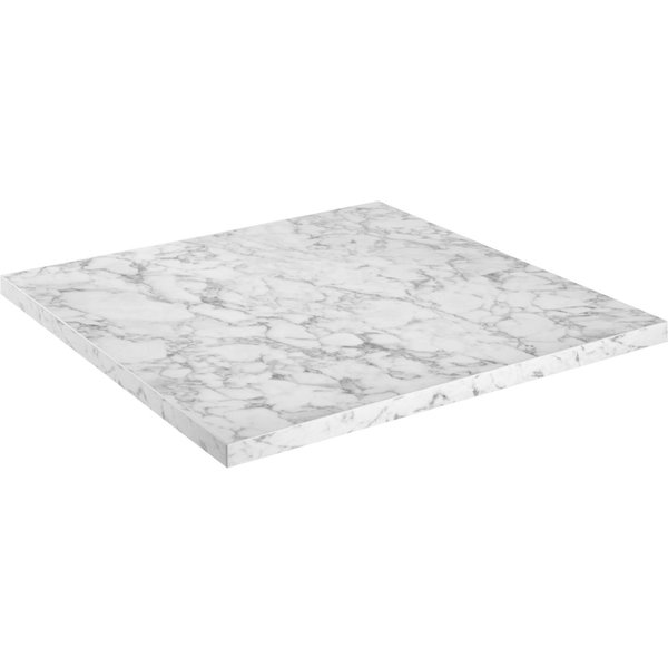 Piano da tavolo Esterno in HPL quadrato VEGA; 80x80x3 cm (LxLxH); bianco/marmorizzato; quadrata