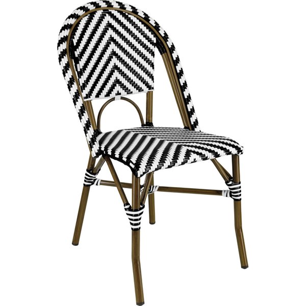 Chaise Paris d'extérieur synthétique PULSIVA; 46x56x89 cm (lxPxH); Assise noir/blanc, Structure gris foncé; 2 pièce(s) / Lot
