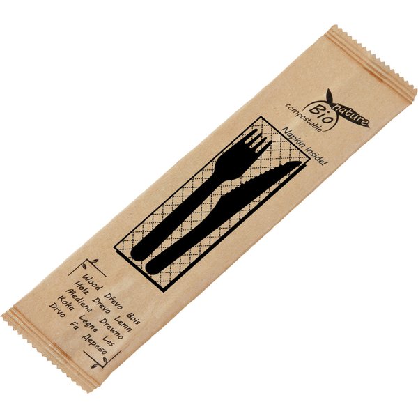 Couverts à usage unique Betulla S WIMEX; 16 cm (L); brun; 60 Set(s) / Lot