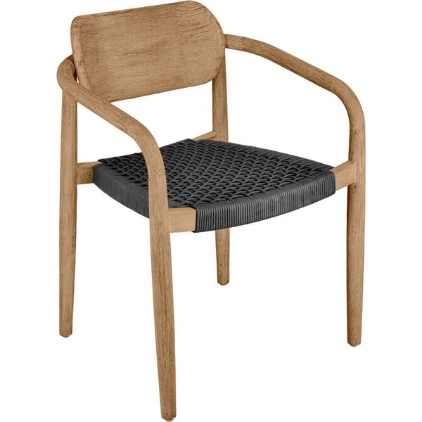 Chaise d'extérieur Mando VEGA; 56.5x50x76 cm (lxPxH); Assise anthracite, Structure naturel; 2 pièce(s) / Lot