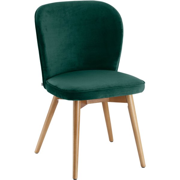 2x VEGA Chaise rembourrée Lian velours; 56x58x86 cm (lxPxH); Assise vert sapin, Structure brun clair; 2 pièce(s) / Lot