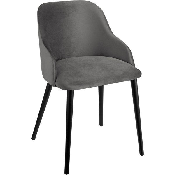 VEGA Chaise rembourrée Almonda velours; 54x64x77.5 cm (lxPxH); Assise gris, Structure noir