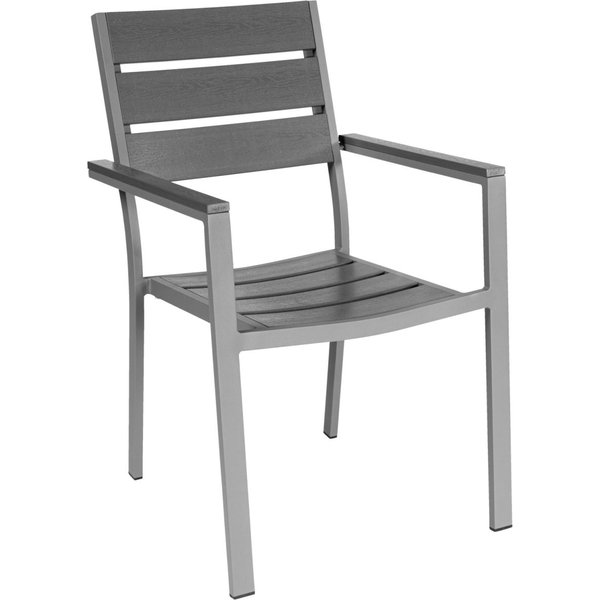 Chaise Lamero avec accoudoirs PULSIVA; 55x60x88.5 cm (lxPxH); Assise anthracite, Structure gris; 2 pièce(s) / Lot